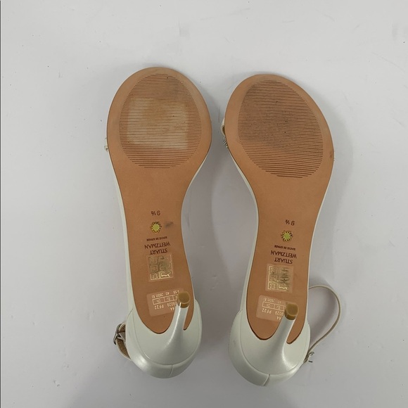 Stuart Weitzman Nudist bow sandal shoe white leather clear crystal formal 9.5 - Picture 8 of 8